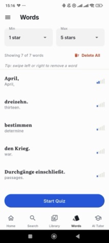 Your saved words, quizzed